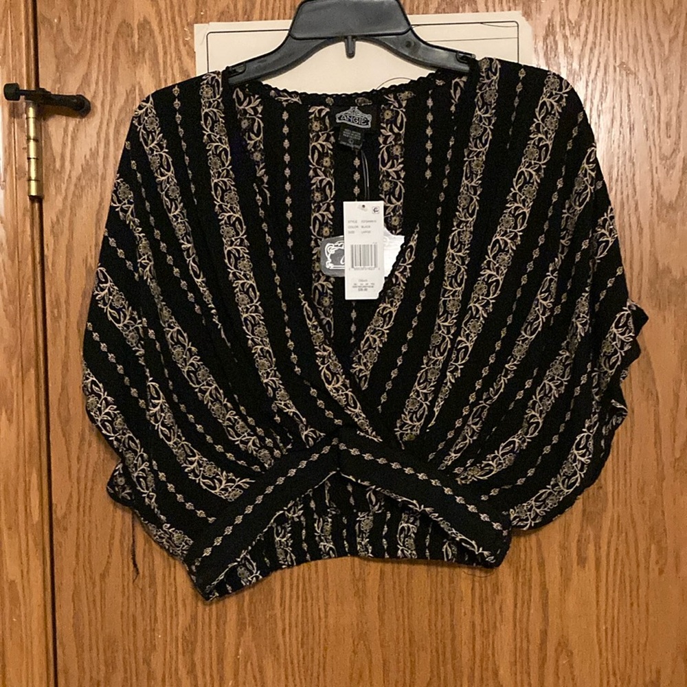 Black and Gold Patterned Women's Top